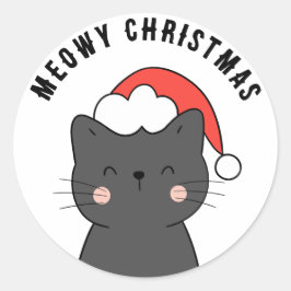 Simple Kawaii Meowy jul Cat Sticker Runt Klistermärke