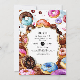 Simple Kids Donut Birthday Inbjudningar