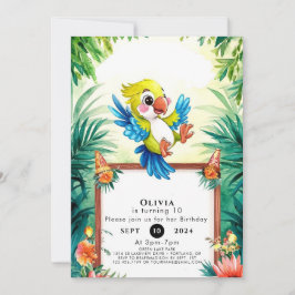 Simple Kids Parrot Birthday Inbjudningar