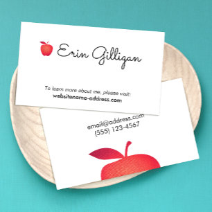 Simple Klass School Teacher Red Apple Visitkort