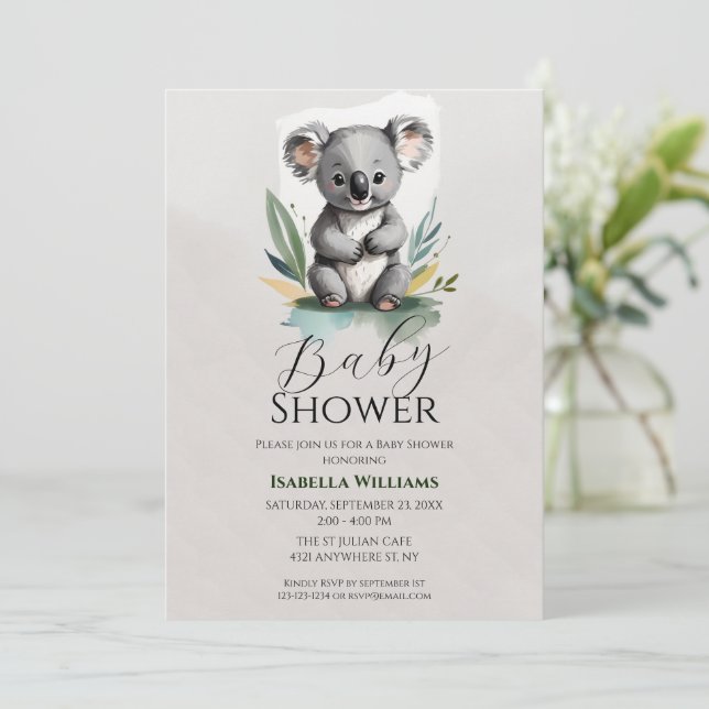 Simple Koala Baby Shower Inbjudningar (Stående Fram)