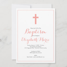 Simple Kor Rosa Girl Girl Girl Baptism Christening Inbjudningar