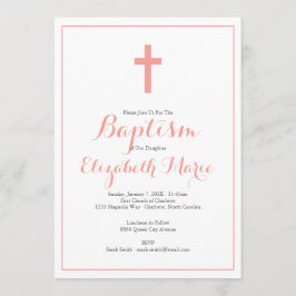 Simple Kor Rosa Girl Girl Girl Baptism Christening Inbjudningar