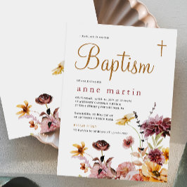 Simple Kor Wildbloms Blommigt Girl's Baptism Inbjudningar