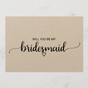 Simple Kraft Calligraphy Bridesmaid Inbjudningar