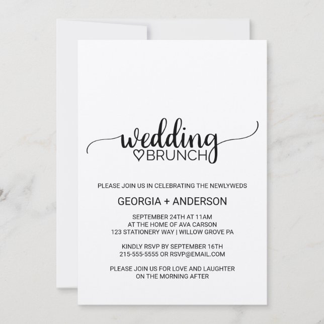 Simple Kraft Calligraphy Bröllop Brunch Inbjudningar (Framsida)