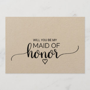 Simple Kraft Calligraphy Maid of honor Frieri Inbjudningar