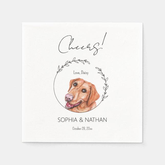 Simple Labrador Retriever Hund Bröllop Cocktail Pappersservett (Framsidan)