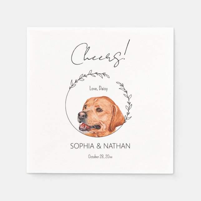Simple Labrador Retriever Hund Bröllop Cocktail Pappersservett (Framsidan)
