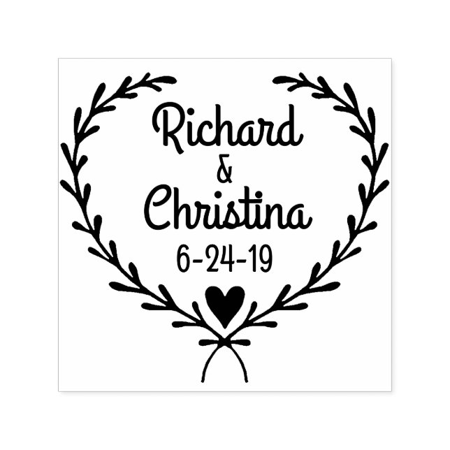 Simple Laurel Heart Anpassningsbar Frimärke Självfärgande Stämpel (Design)