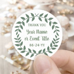 Simple Laurel WandeBotanical Greenery Tack Runt Klistermärke<br><div class="desc">Tillsätt en personlig som avslutar beröring till party favors och tackkort med anpassningsbar- lager- rund dekorklistermärken. Alla formuleringar i den här mallen är enkla att anpassa för alla tillfälle, t.ex. bröllop, möhippa, studenten, födelsedagsfest, årsdag eller pension. Ändra eller ta bort någon av texterna om du vill göra kuvertförseglingar för inbjudningar,...</div>