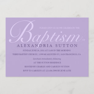 Simple Lavender Baptism/Christening Inbjudan