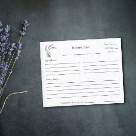 Simple Lavender Bridal Shower Recipe Card
