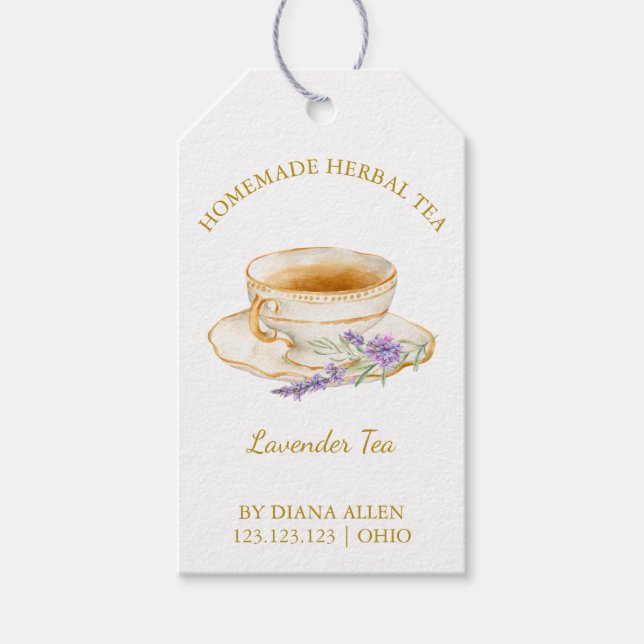 Simple Lavender Tea Hang Tag l White Presentetikett (Framsidan)