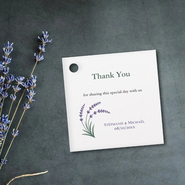 Simple Lavender Wedding Thank You Gåvor Etiketter (Simple Lavender Wedding Thank You Favor Tags)