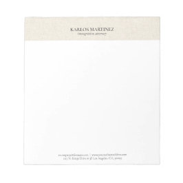 Simple Light Beige Linen Black Typography Anteckningsblock