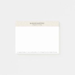 Simple Light Beige Linen Black Typography Post-it Block