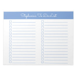 Simple Light Blue 8.5x11 Two Column Checklist Anteckningsblock