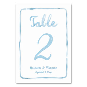Simple Light Blue White Hand plockade Bordsnummer