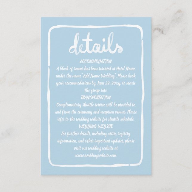 Simple Light Blue White Hand plockade Ram Tilläggskort (Framsida)