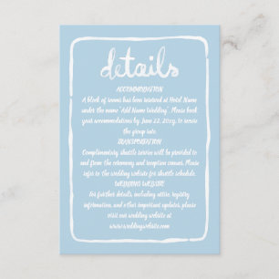 Simple Light Blue White Hand plockade Ram Tilläggskort