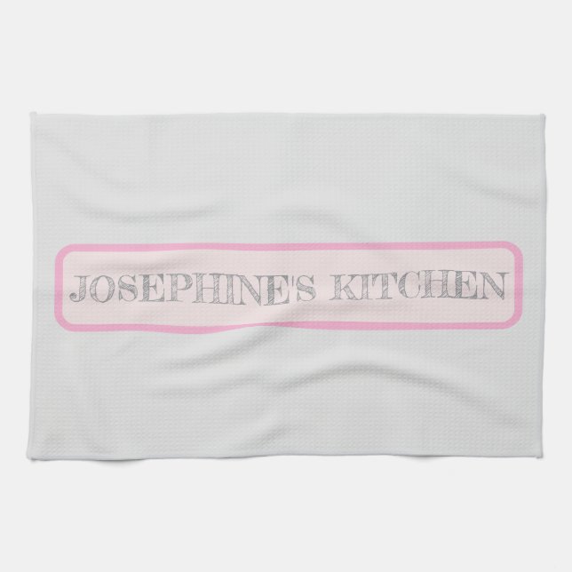 Simple Light Grey Personalized Modern Chic Pink Kökshandduk (Horisontell)