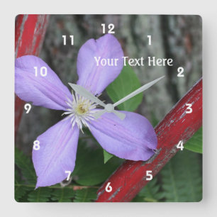 Simple Lila Clematis Flower Fyrkantig Klocka