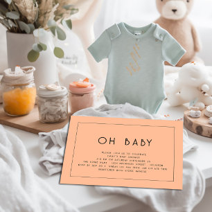 Simple Line Gräns Peach Oh Baby Shower Inbjudningar