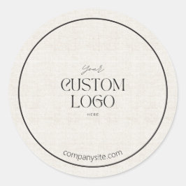 Simple Linen Business Logo Branded Packaging Runt Klistermärke