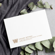 Simple Lines Monogram Initial Name Address Bronze