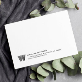 Simple Lines Monogram Initial Name Classic Black Anteckningskort