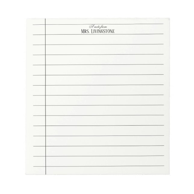 Simple Lines Teacher Notepad Anteckningsblock (Framsida)