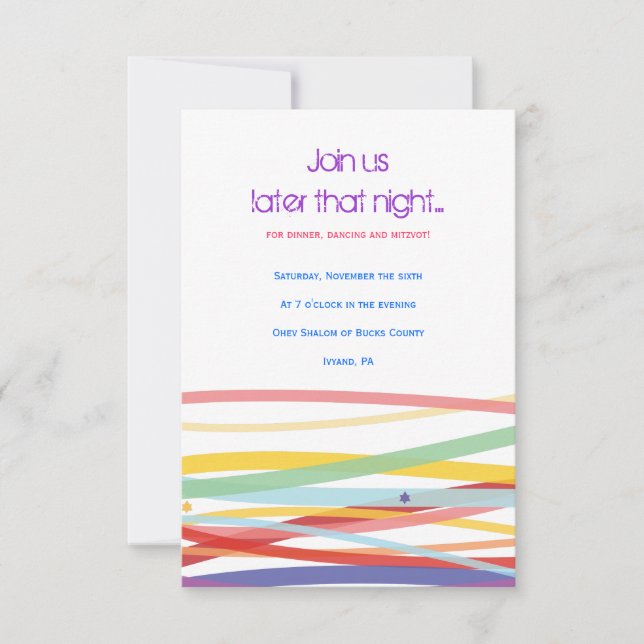 Simple Linjer Fladdermus Pub Mitzvah Party Card Inbjudningar (Framsida)