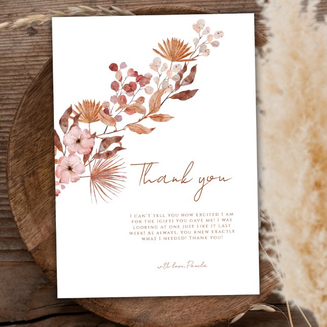 Simple Little WildblomBoho | Fall Baby Shower Tack Kort (Simple Little Wildflower Boho | Fall Baby Shower Thank You Card)