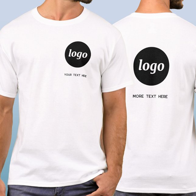 Simple Logo and Text Business Crest and Back T Shirt (Simple logo with custom text crest and back style business branding promotional t-shirt)