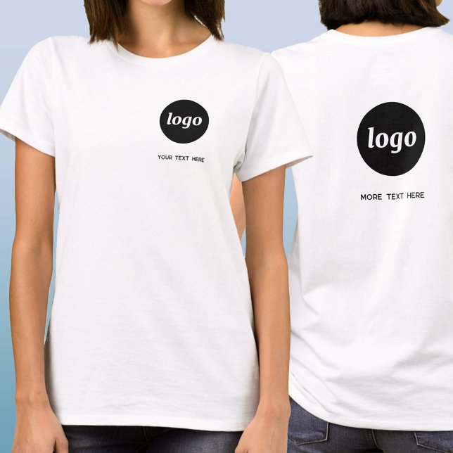 Simple Logo and Text Business Crest and Back T Shirt (Simple logo with custom text crest and back style business branding promotional t-shirt)