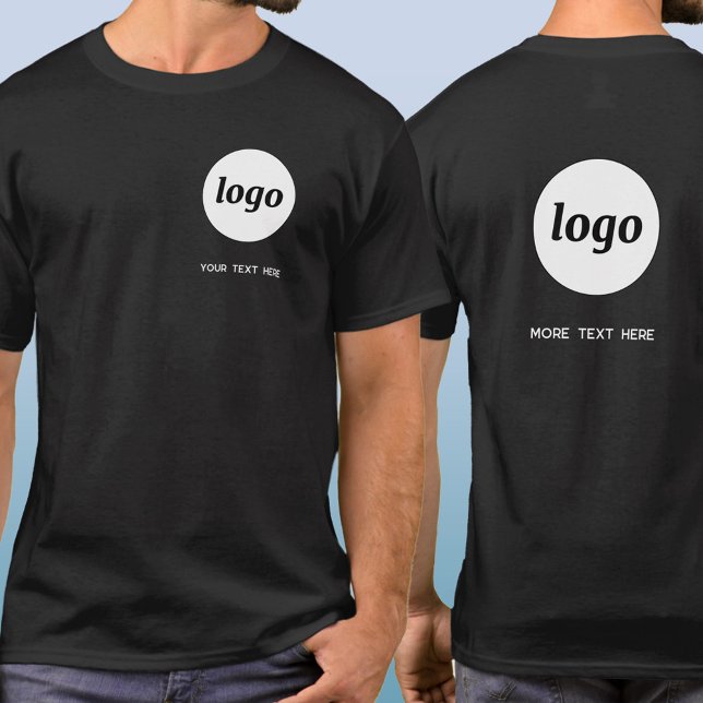 Simple Logo and Text Business Crest and Back T Shirt (Simple logo with custom text crest and back style business branding promotional t-shirt)