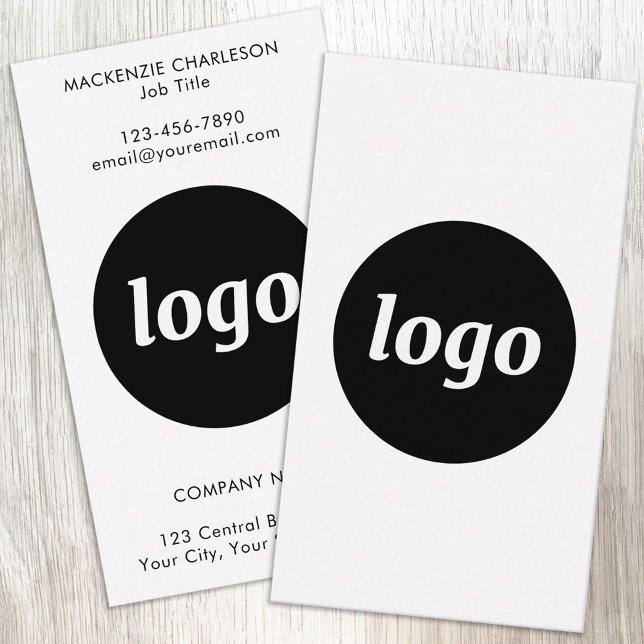 Simple Logo and Text Vertical Visitkort (Simple logo with custom text business branding promotional business cards)