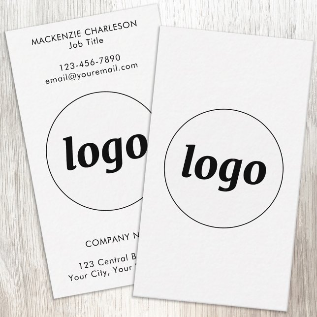 Simple Logo and Text Vertical Visitkort (Simple logo with custom text business branding promotional vertical format business cards)