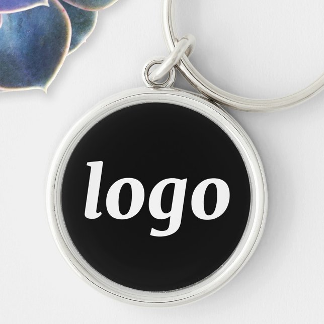 Simple Logo Branding Promotional Business Rund Silverfärgad Nyckelring (Simple logo business branding promotional keyring)