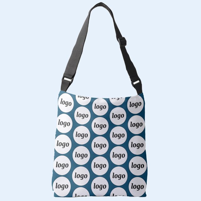 Simple Logo Pattern Business Teal Green Axelväska (Simple logo pattern business branding promotional cross body bag)