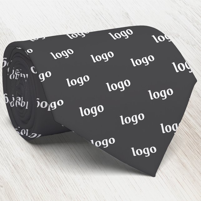 Simple Logo Pattern Dark Charcoal Gray Business Slips (Simple logo pattern charcoal gray business branding promotional neck tie for staff employee uniforms)