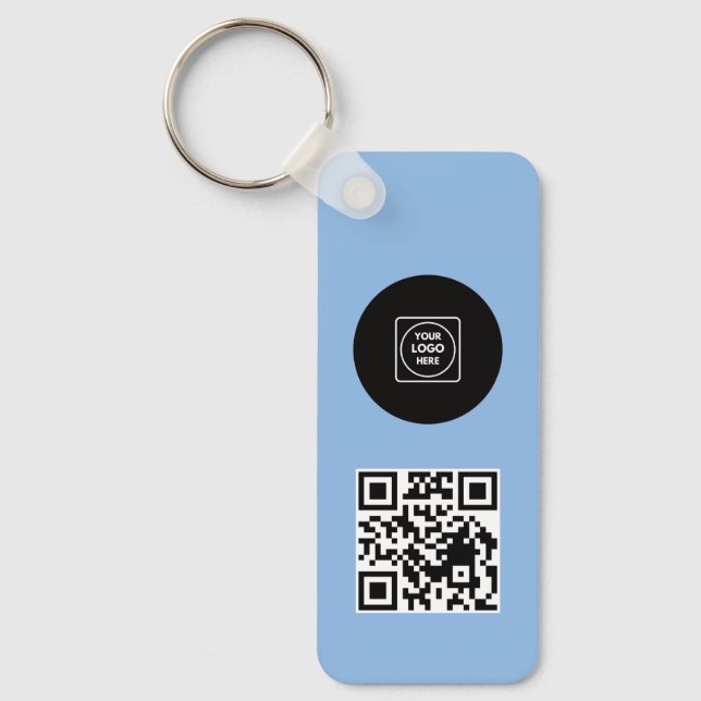Simple Logo QR Code Business Blue Keychains Nyckelring (Framsida)