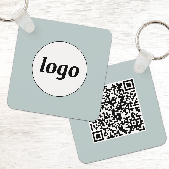 Simple Logo QR Code Business Nyckelring (Simple logo with QR code business branding promotional keychain)