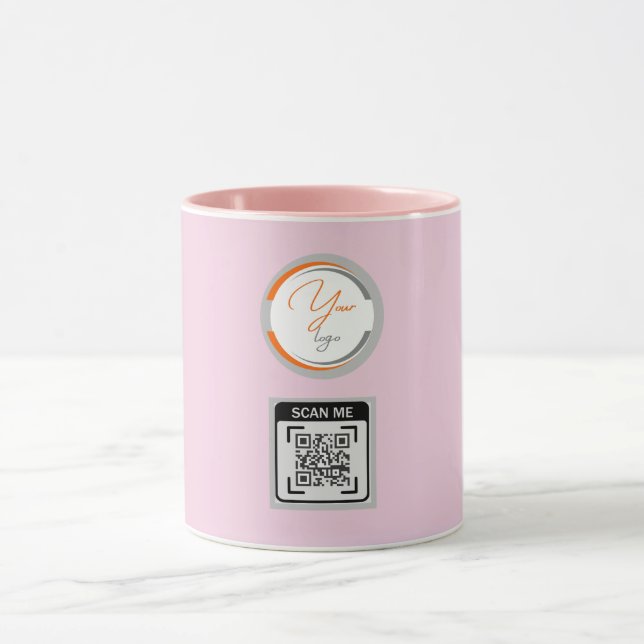Simple Logo QR Code Business Pink Mugg (Center)