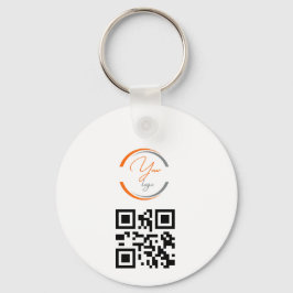 Simple Logo QR Code Business White Nyckelring