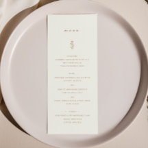 Simple Löv Beige Terracotta Bröllop Dinner Menu