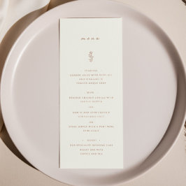 Simple Löv Beige Terracotta Bröllop Dinner Menu Meny