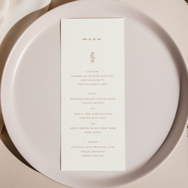 Simple Löv Beige Terracotta Bröllop Dinner Menu Meny (Skapare uppladdad)