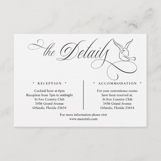 Simple Love Birds Script Details Enclosure Card Tilläggskort (Framsida)